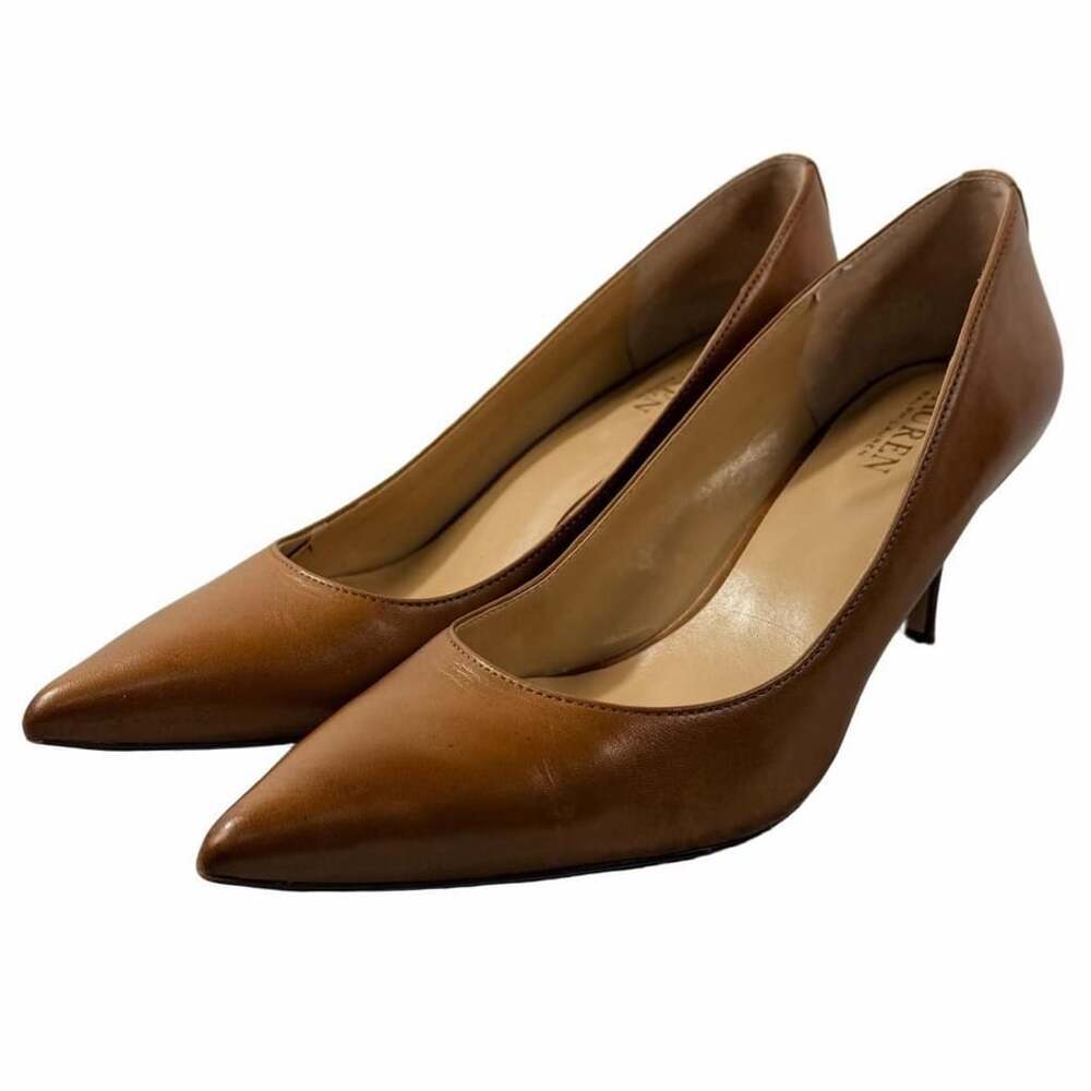 Lauren Ralph Lauren Tan Leather Pointed Toe Stiletto Heel Pumps